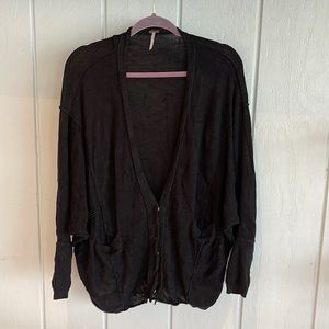 Free People Black button up sweater